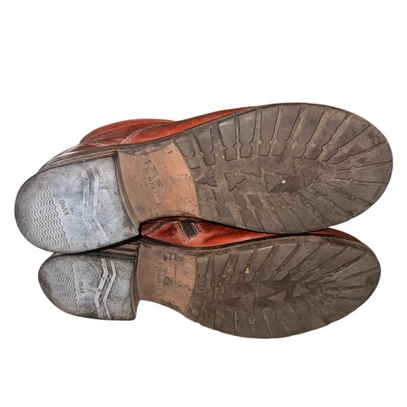 Dromedaris Womens Kara Scrunched Red Cognac Leather Suede Boot 9 Boho Bootie - Picture 8 of 13